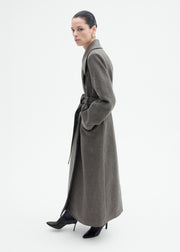 Belted Peacoat in Melange Wool - Green - CO Collections